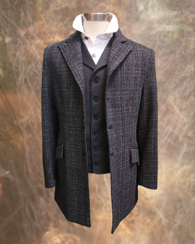 Men's Town Coat - Grey Ridge In Harris Tweed - Western Cut Blazer