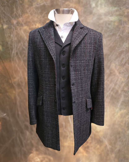 Men's Town Coat - Grey Ridge In Harris Tweed - Western Cut Blazer