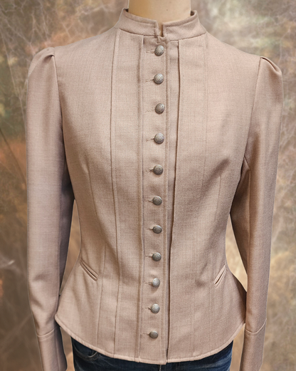 Women's Victoriana Peplum Coat – Champagne Ember (tan)