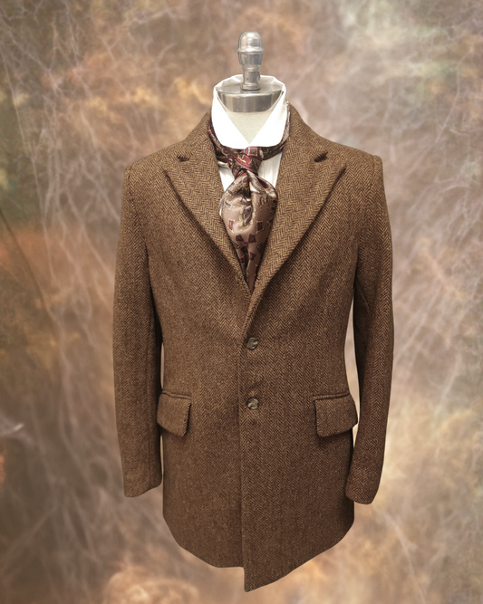 Men’s Town Coat - Saddlewood Herringbone Tweed