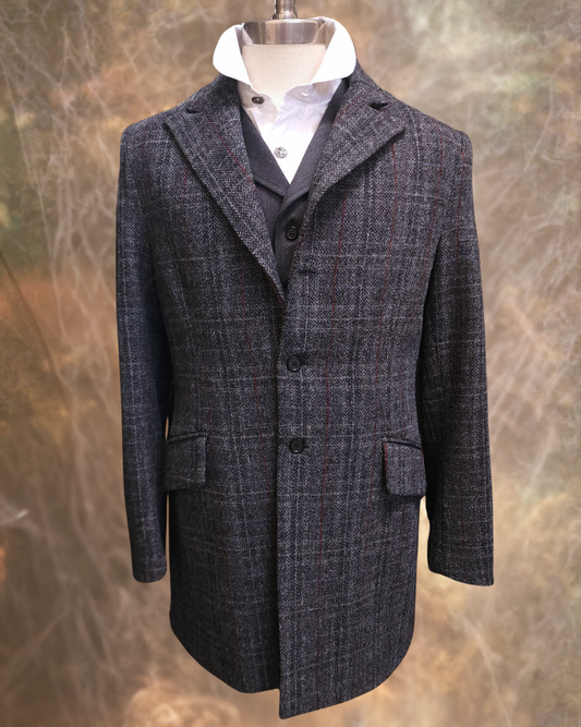 Men's Town Coat - Grey Ridge In Harris Tweed - Western Cut Blazer