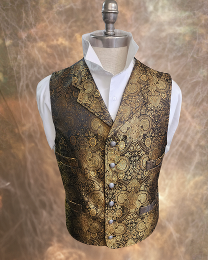 Men's Brocade Vest - Gold