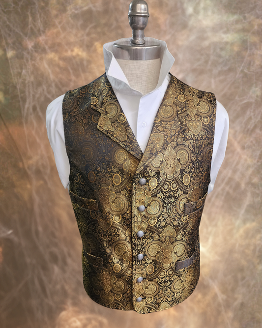 Men's Brocade Vest - Gold
