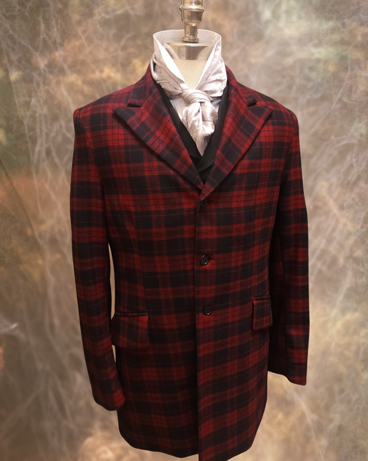 Men's Town Coat - Yukon Red and Black Plaid - Western Cut Blazer