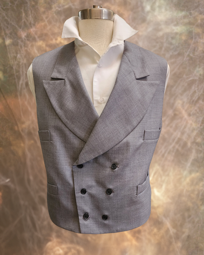 Men's Double Breasted Vest - Grey Wool Men's Double Breasted Vest - Grey Wool