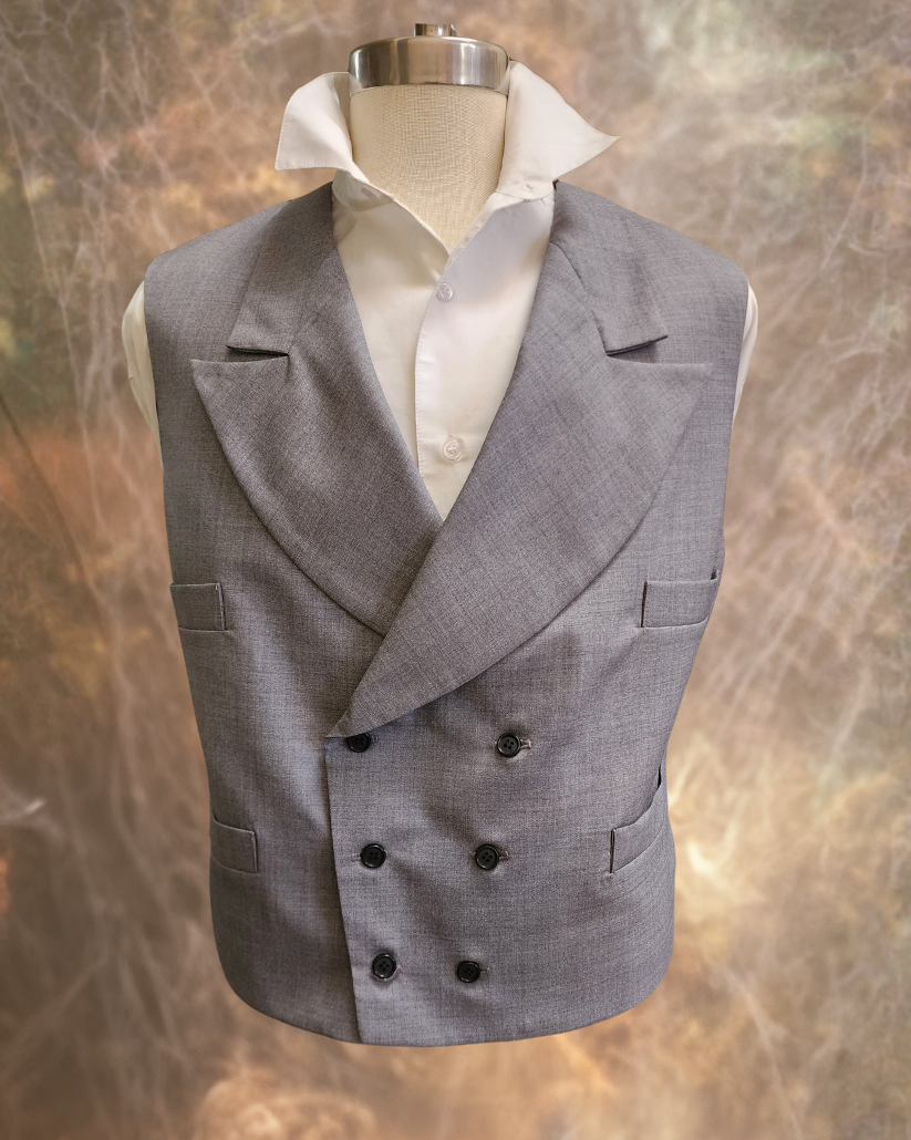 Men's Double Breasted Vest - Grey