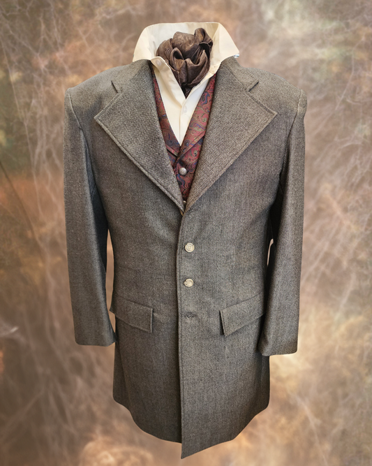 Men's Frock Coat - Green Mini Herringbone