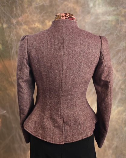 Women's Victoriana Peplum Coat – Light Burgundy Donegal